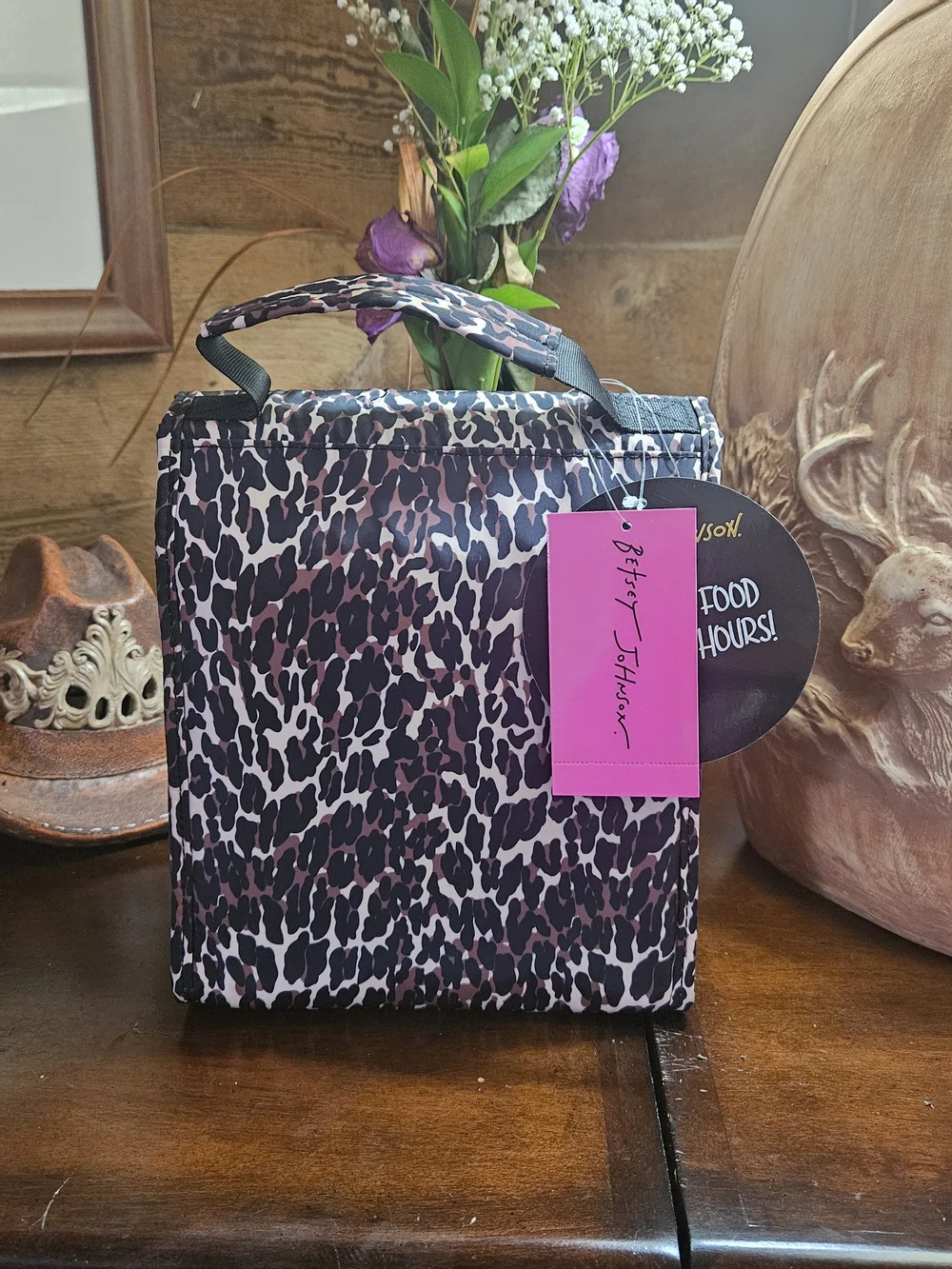 Betsey Johnson Pink Leopard Print Insulated Lunch Box